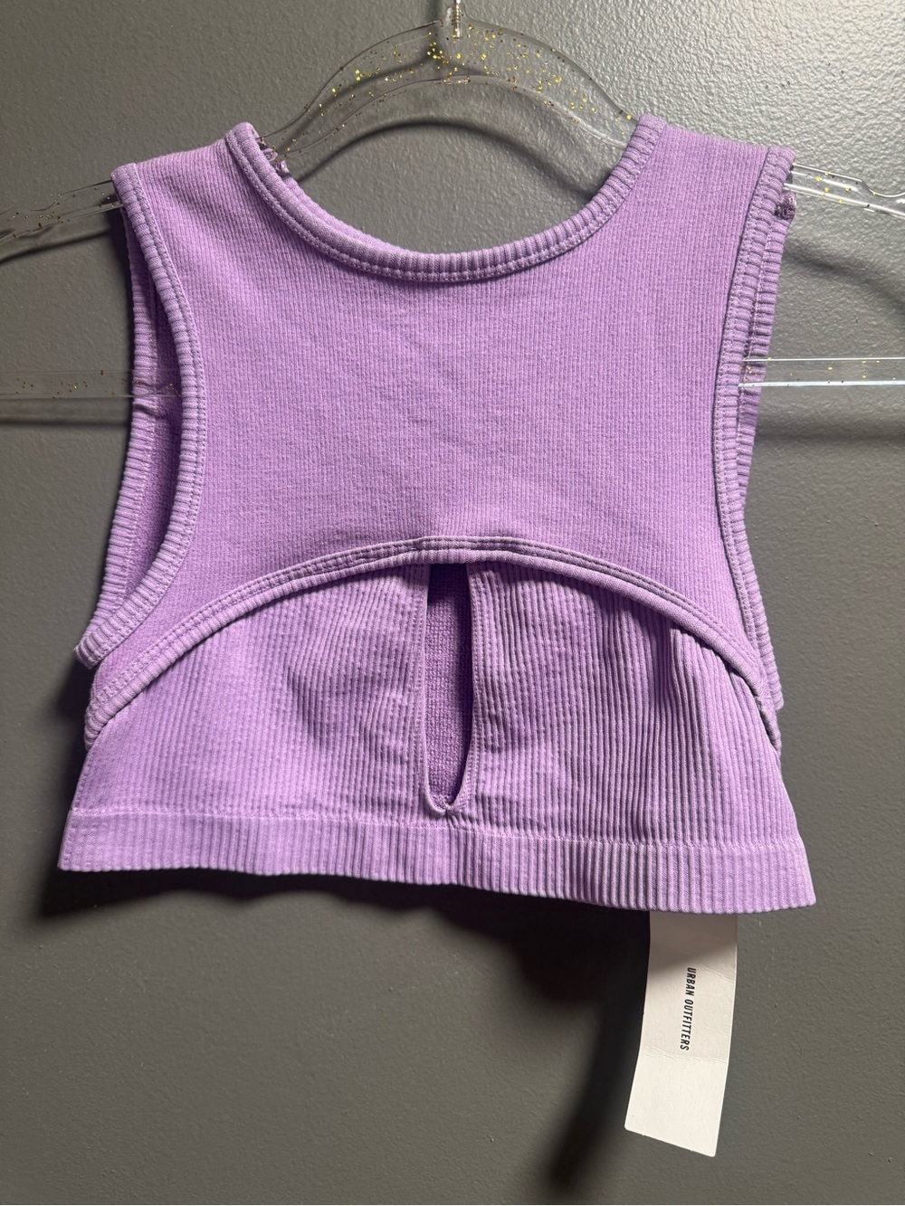 Urban Outfitters Lilac Ribbed Cutout Sports Bra Tank Top M/L NWT